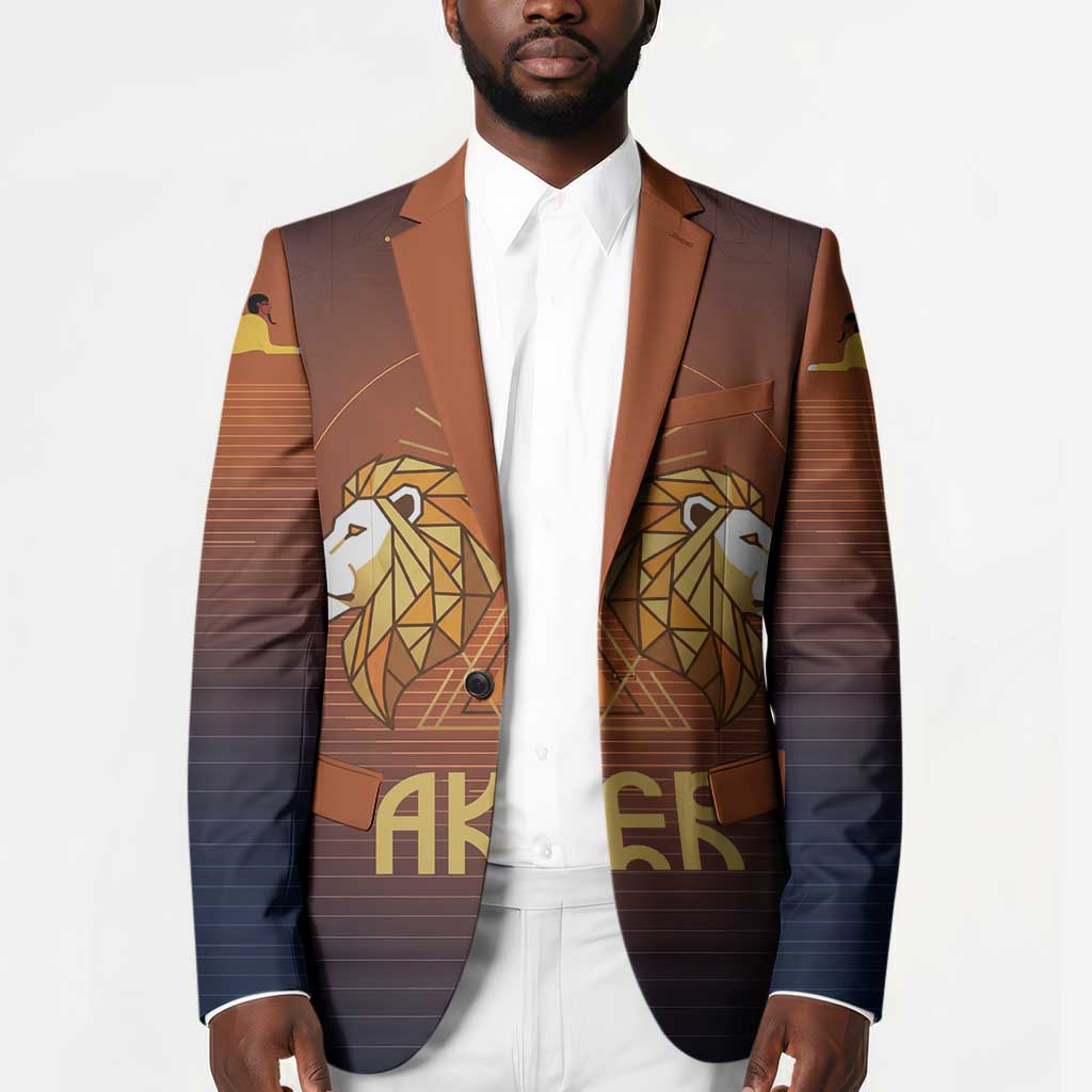Aker Blazer Ancient Egyptian Sunset Gradient, Twin Lion Guardians, and Solar Disc - African Pride