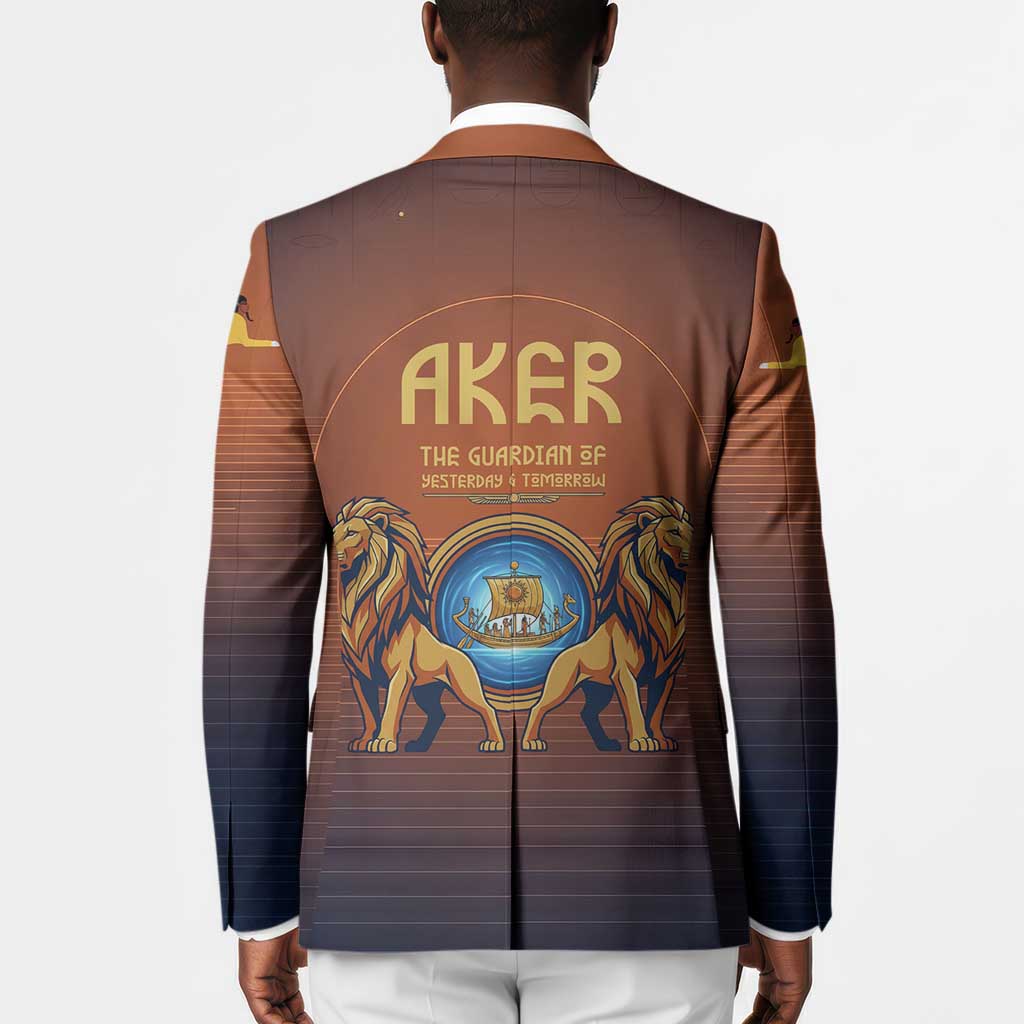 Aker Blazer Ancient Egyptian Sunset Gradient, Twin Lion Guardians, and Solar Disc - African Pride