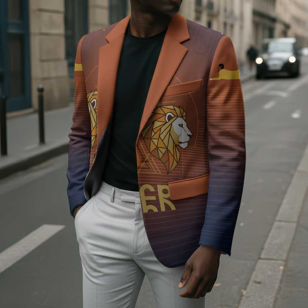 Aker Blazer Ancient Egyptian Sunset Gradient, Twin Lion Guardians, and Solar Disc - African Pride