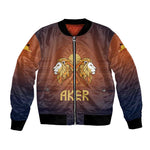 Aker Bomber Jacket Ancient Egyptian Sunset Gradient, Twin Lion Guardians, and Solar Disc - African Pride