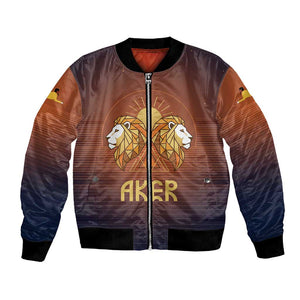 Aker Bomber Jacket Ancient Egyptian Sunset Gradient, Twin Lion Guardians, and Solar Disc - African Pride