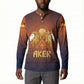 Aker Button Sweatshirt Ancient Egyptian Sunset Gradient, Twin Lion Guardians, and Solar Disc