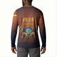 Aker Button Sweatshirt Ancient Egyptian Sunset Gradient, Twin Lion Guardians, and Solar Disc