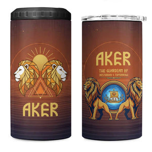 Aker 4 in 1 Can Cooler Tumbler Ancient Egyptian Sunset Gradient, Twin Lion Guardians, and Solar Disc - African Pride