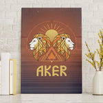 Aker Canvas Wall Art Ancient Egyptian Sunset Gradient, Twin Lion Guardians, and Solar Disc - African Pride