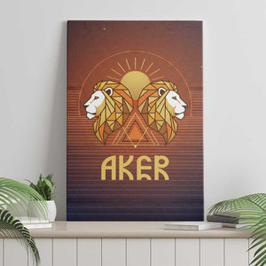 Aker Canvas Wall Art Ancient Egyptian Sunset Gradient, Twin Lion Guardians, and Solar Disc - African Pride