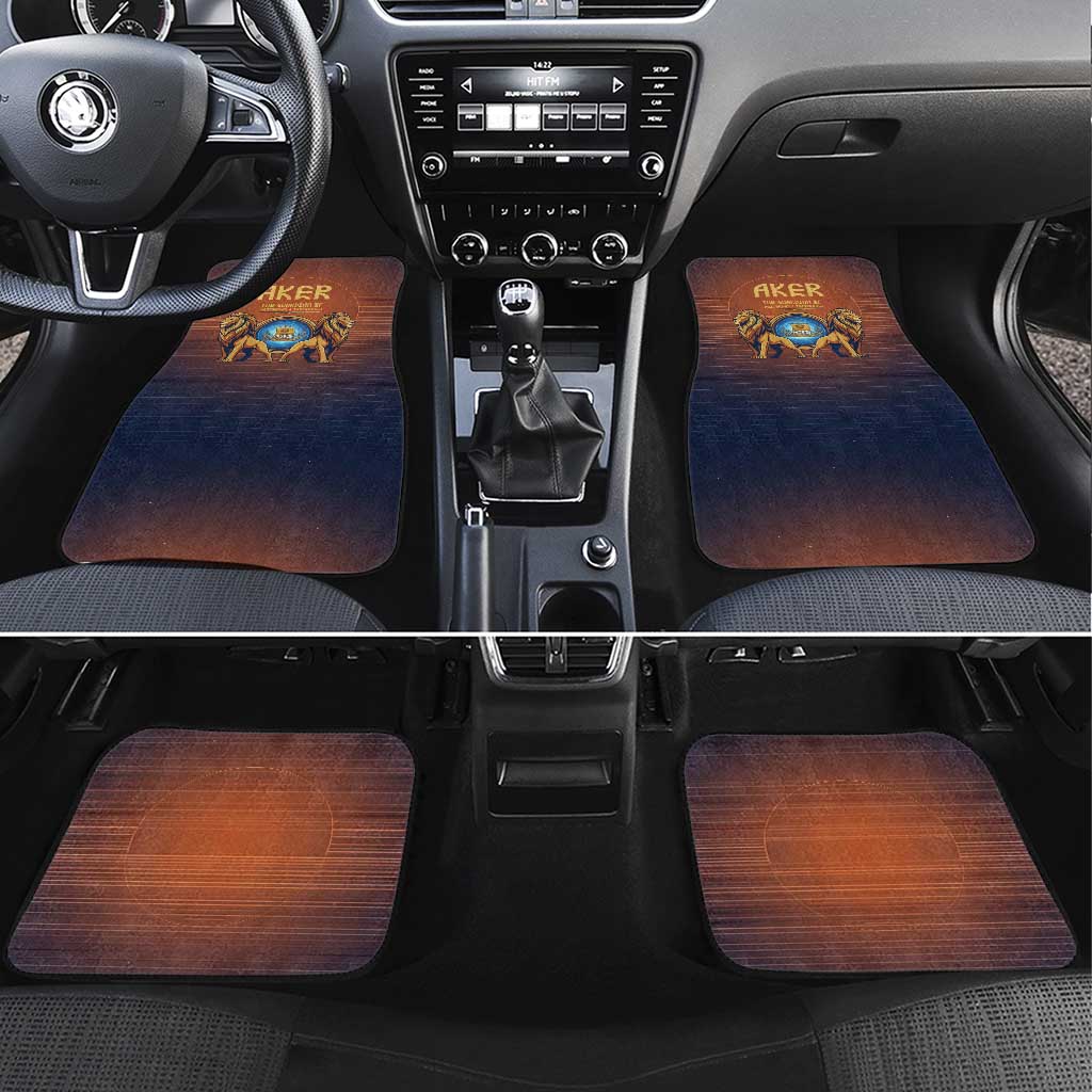 Aker Car Mats Ancient Egyptian Sunset Gradient, Twin Lion Guardians, and Solar Disc - African Pride