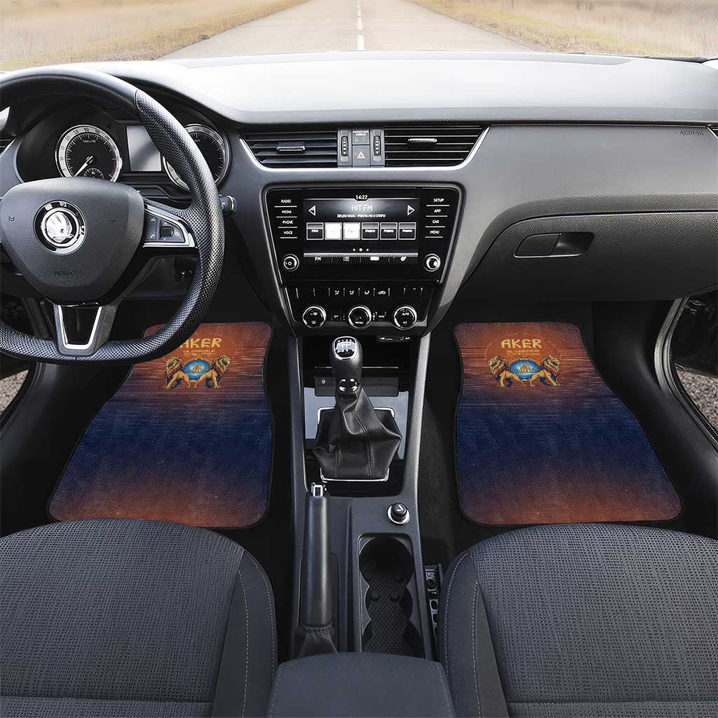 Aker Car Mats Ancient Egyptian Sunset Gradient, Twin Lion Guardians, and Solar Disc - African Pride