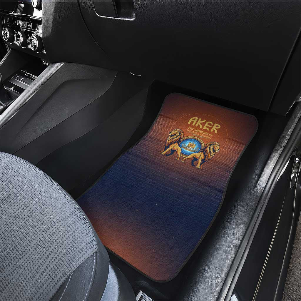 Aker Car Mats Ancient Egyptian Sunset Gradient, Twin Lion Guardians, and Solar Disc - African Pride
