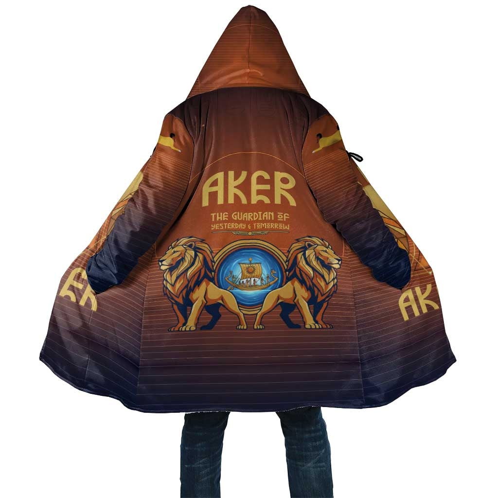 Aker Cloak Ancient Egyptian Sunset Gradient, Twin Lion Guardians, and Solar Disc - African Pride