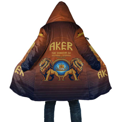 Aker Cloak Ancient Egyptian Sunset Gradient, Twin Lion Guardians, and Solar Disc - African Pride