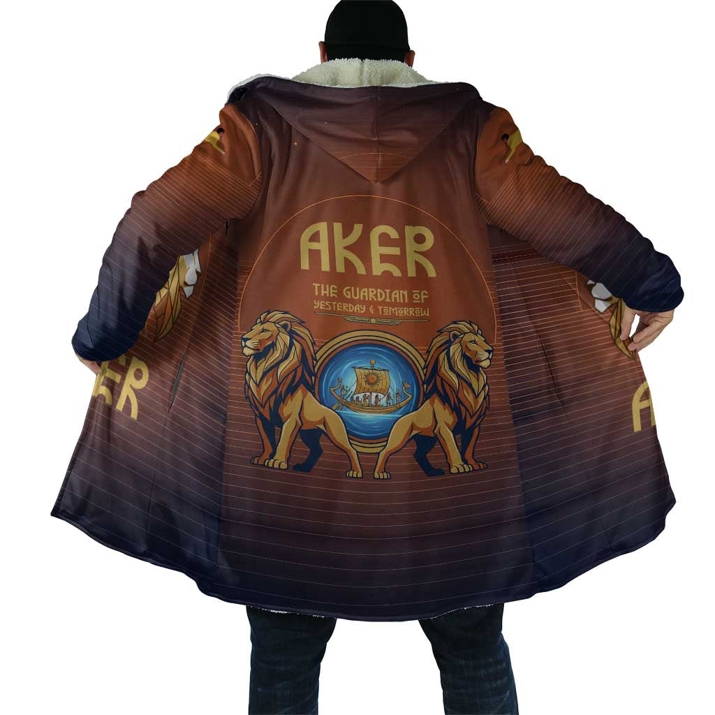 Aker Cloak Ancient Egyptian Sunset Gradient, Twin Lion Guardians, and Solar Disc - African Pride