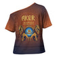 Aker Cross Shoulder Shirt Ancient Egyptian Sunset Gradient, Twin Lion Guardians, and Solar Disc - African Pride