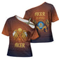 Aker Cross Shoulder Shirt Ancient Egyptian Sunset Gradient, Twin Lion Guardians, and Solar Disc - African Pride