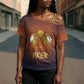 Aker Cross Shoulder Shirt Ancient Egyptian Sunset Gradient, Twin Lion Guardians, and Solar Disc - African Pride