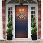 Aker Door Cover Ancient Egyptian Sunset Gradient, Twin Lion Guardians, and Solar Disc - African Pride