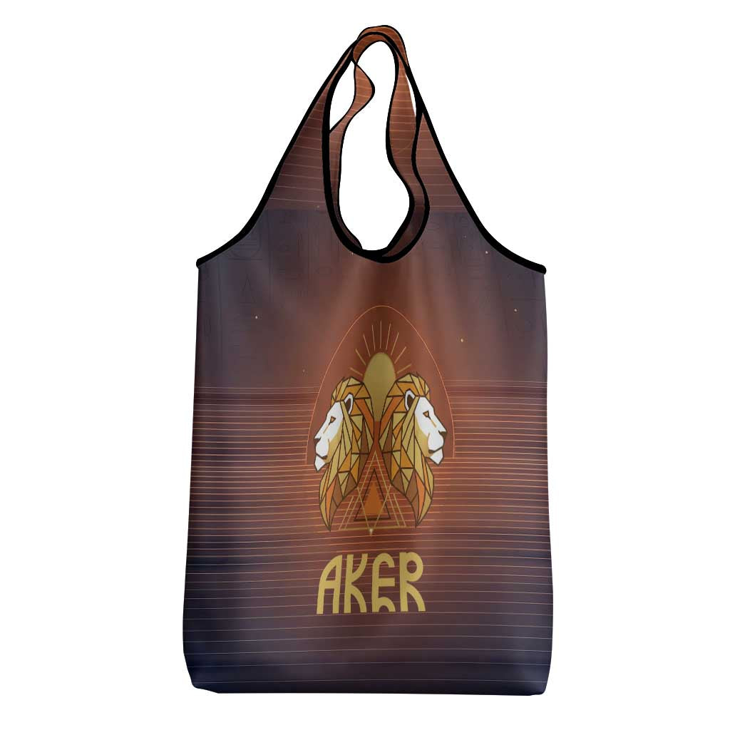 Aker Grocery Bag Ancient Egyptian Sunset Gradient, Twin Lion Guardians, and Solar Disc - African Pride