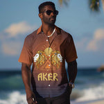 Aker Hawaiian Shirt Ancient Egyptian Sunset Gradient, Twin Lion Guardians, and Solar Disc - African Pride