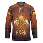 Aker Hockey Jersey Ancient Egyptian Sunset Gradient, Twin Lion Guardians, and Solar Disc - African Pride