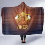 Aker Hooded Blanket Ancient Egyptian Sunset Gradient, Twin Lion Guardians, and Solar Disc - African Pride