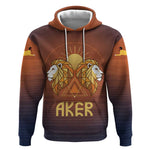 Aker Hoodie Ancient Egyptian Sunset Gradient, Twin Lion Guardians, and Solar Disc - African Pride