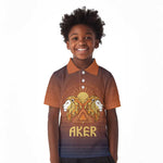 Aker Kid Polo Shirt Ancient Egyptian Sunset Gradient, Twin Lion Guardians, and Solar Disc - African Pride