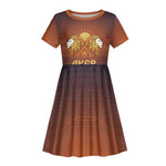 Aker Kid Short Sleeve Dress Ancient Egyptian Sunset Gradient, Twin Lion Guardians, and Solar Disc - African Pride