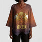 Aker Kimono Sleeve Blouse Ancient Egyptian Sunset Gradient, Twin Lion Guardians, and Solar Disc - African Pride