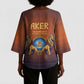 Aker Kimono Sleeve Blouse Ancient Egyptian Sunset Gradient, Twin Lion Guardians, and Solar Disc - African Pride