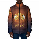 Aker Padded Jacket Ancient Egyptian Sunset Gradient, Twin Lion Guardians, and Solar Disc - African Pride