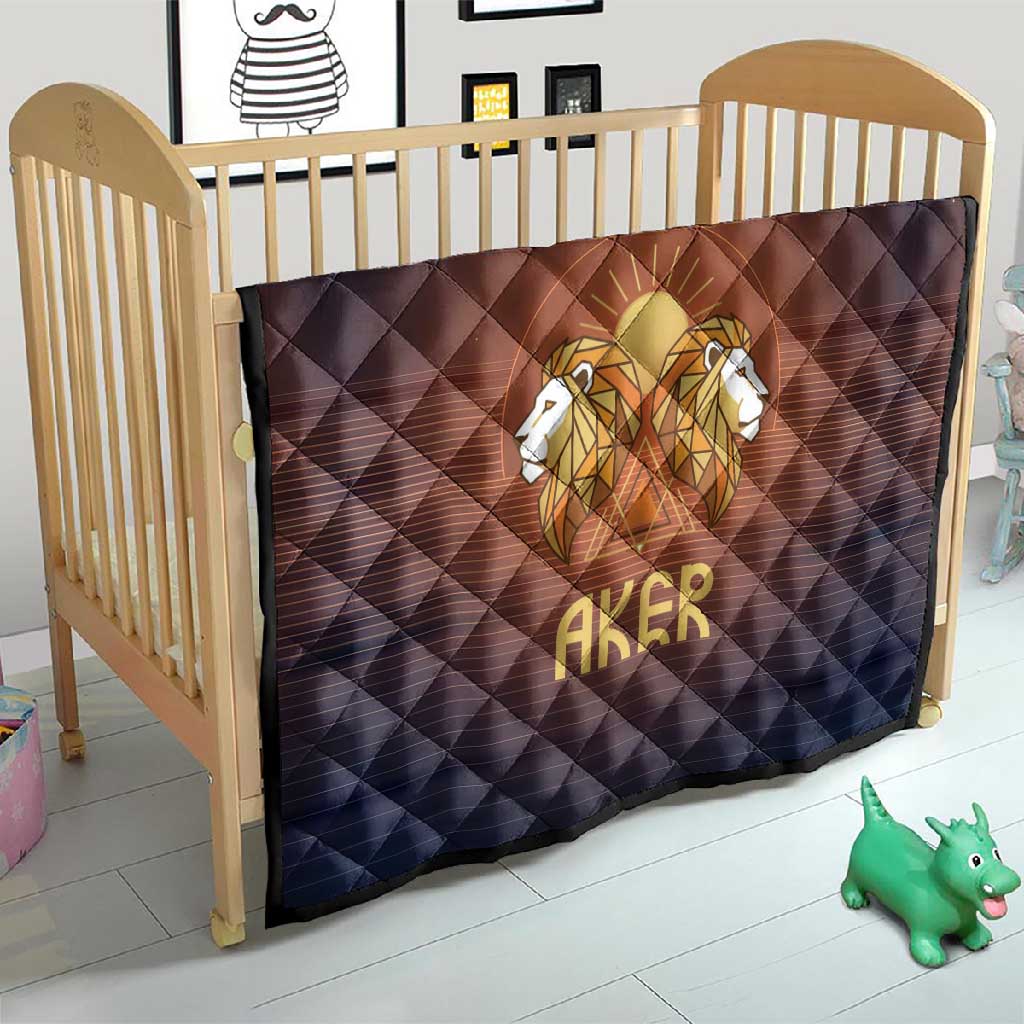 Aker Quilt Ancient Egyptian Sunset Gradient, Twin Lion Guardians, and Solar Disc - African Pride