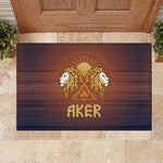 Aker Rubber Doormat Ancient Egyptian Sunset Gradient, Twin Lion Guardians, and Solar Disc - African Pride