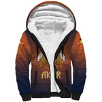 Aker Sherpa Hoodie Ancient Egyptian Sunset Gradient, Twin Lion Guardians, and Solar Disc - African Pride