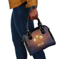 Aker Shoulder Handbag Ancient Egyptian Sunset Gradient, Twin Lion Guardians, and Solar Disc - African Pride