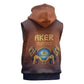 Aker Sleeveless Zip Hoodie Ancient Egyptian Sunset Gradient, Twin Lion Guardians, and Solar Disc - African Pride