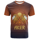 Aker T shirt Ancient Egyptian Sunset Gradient, Twin Lion Guardians, and Solar Disc - African Pride
