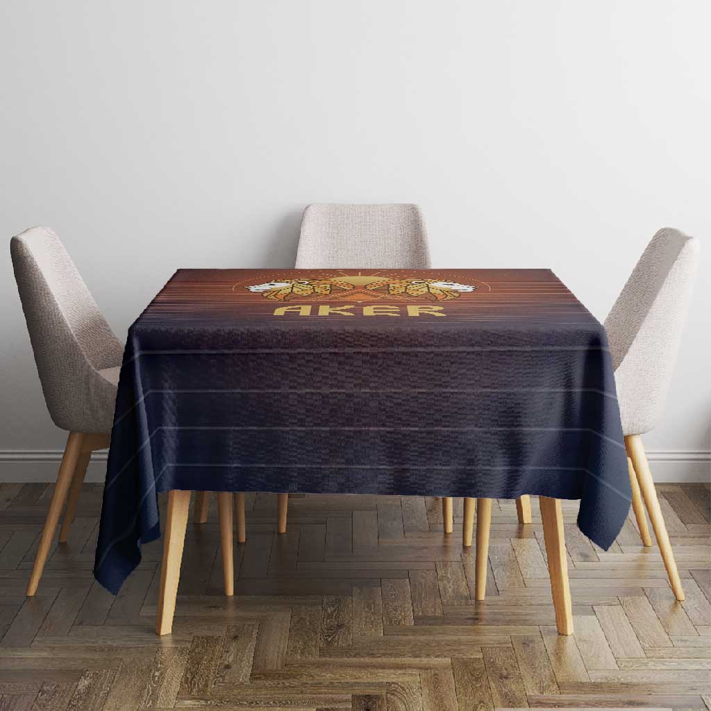 Aker Tablecloth Ancient Egyptian Sunset Gradient, Twin Lion Guardians, and Solar Disc - African Pride