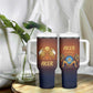 Aker Tumbler With Handle Ancient Egyptian Sunset Gradient, Twin Lion Guardians, and Solar Disc - African Pride