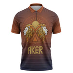 Aker Zipper Polo Shirt Ancient Egyptian Sunset Gradient, Twin Lion Guardians, and Solar Disc - African Pride
