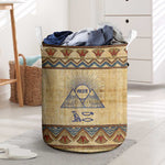 Aker Ancient Egyptian Laundry Basket with Hieroglyphic Pattern, Pyramid Symbol, and Twin Lion Guardians Motif - African Pride