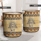Aker Ancient Egyptian Laundry Basket with Hieroglyphic Pattern, Pyramid Symbol, and Twin Lion Guardians Motif - African Pride