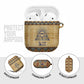 Aker Ancient Egyptian AirPods Case with Hieroglyphic Pattern, Pyramid Symbol, and Twin Lion Guardians Motif - African Pride