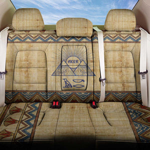 Aker Ancient Egyptian Back Car Seat Cover with Hieroglyphic Pattern, Pyramid Symbol, and Twin Lion Guardians Motif - African Pride
