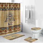 Aker Ancient Egyptian Bathroom Set with Hieroglyphic Pattern, Pyramid Symbol, and Twin Lion Guardians Motif - African Pride