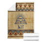 Aker Ancient Egyptian Blanket with Hieroglyphic Pattern, Pyramid Symbol, and Twin Lion Guardians Motif - African Pride