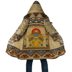 Aker Ancient Egyptian Cloak with Hieroglyphic Pattern, Pyramid Symbol, and Twin Lion Guardians Motif - African Pride