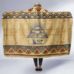 Aker Ancient Egyptian Hooded Blanket with Hieroglyphic Pattern, Pyramid Symbol, and Twin Lion Guardians Motif - African Pride