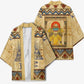 Aker Ancient Egyptian Kimono with Hieroglyphic Pattern, Pyramid Symbol, and Twin Lion Guardians Motif - African Pride