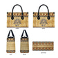 Aker Ancient Egyptian Leather Bag with Hieroglyphic Pattern, Pyramid Symbol, and Twin Lion Guardians Motif - African Pride
