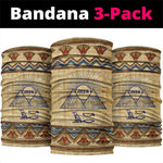 Aker Ancient Egyptian Neck Gaiter with Hieroglyphic Pattern, Pyramid Symbol, and Twin Lion Guardians Motif - African Pride